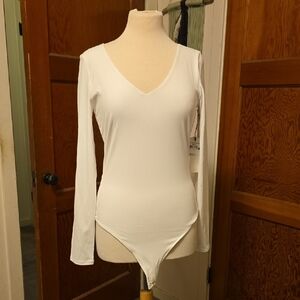 Z Supply Cream Fitted Bodysuit with Long Sleeves